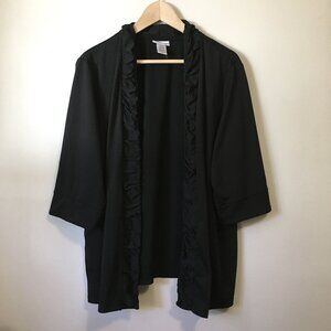 Carroll Reed XL Black Ruffled Open Cardigan Whimsigoth Victorian Goth Witchy